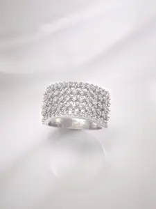 Rubans Rhodium Plated High Quality Cubic Zirconia Finger Ring