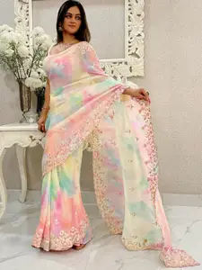 Saree mall Embellished Sequinned Poly Georgette Sarees