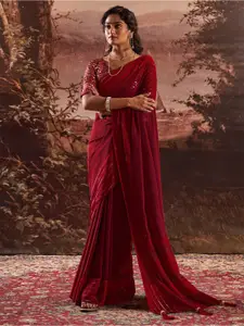 Saree mall Sequinned Poly Georgette Sarees