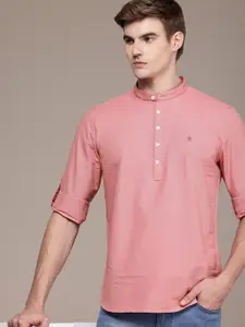 French Connection Pure Cotton Half Placket Slim Fit Band Collar Casual Shirt
