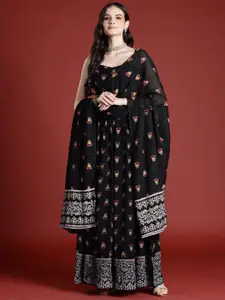 Anouk Printed Ready to Wear Lehenga & Smocked Blouse With Dupatta