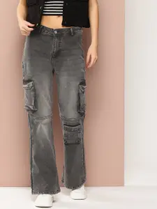 Harvard Women Flared Cargo Jeans