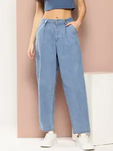 Harvard Women Pleated Baggy Jeans