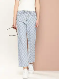 Harvard Women Checked Pure Cotton Jeans