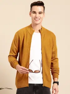 Mast & Harbour Self Striped Mock Collar Acrylic Sweater