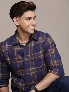 WROGN Pure Cotton Slim Fit Tartan Checks Opaque Casual Shirt