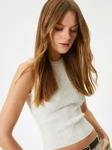 Koton Self Design Sleeveless Fitted Top