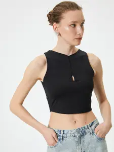Koton Solid V-Neck Sleeveless Crop Top