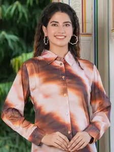 KALINI Tie & Dye Printed Spread Collar Party Shirt