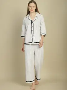 BLANC9 Striped Pure Cotton Night Suit