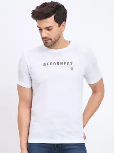 Duke Men Striped Typography Printed Slim Fit T-shirt