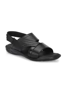 Azzaro Black Men Leather Comfort Sandals