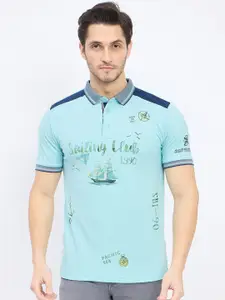 Duke Men Printed Polo Collar Nautical Slim Fit T-shirt