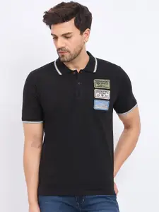 Duke Men Polo Collar Applique Slim Fit T-shirt