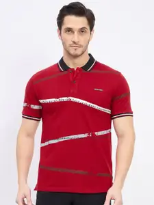 Duke Men Striped Polo Collar Slim Fit T-shirt
