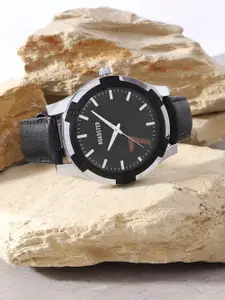 The Roadster Lifestyle Co. Men Black Analog Leather Wrist Watch RDM003B