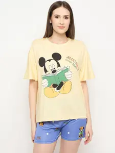 Camey Mickey Mouse Printed Cotton Crop Night Suit
