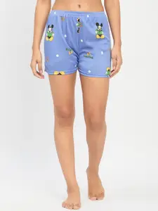 Camey Women Mickey Mouse Printed Mid-Rise Relaxed Fit Regular Shorts
