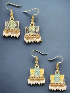 OOMPH Set Of 2 Floral Meenakari Jhumkas