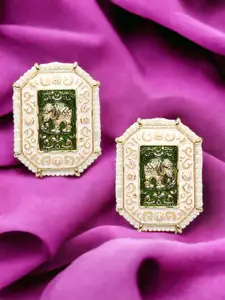 OOMPH Contemporary Meenakari Kundan Studs Earrings