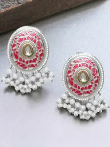 OOMPH Oval Meenakari & Kundan Drop Earrings