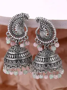 OOMPH Oxidised Peacock Shaped Jhumkas