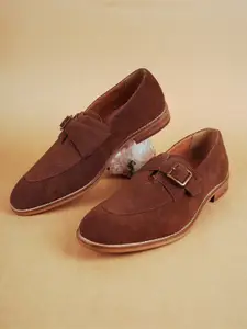 MONKSTORY Men Woven Design PU Derbys