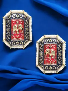 OOMPH Contemporary Kundan & Cubic Zirconia Studs Earrings