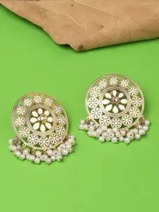 OOMPH Kundan Studded Contemporary Meenakari Studs Earrings