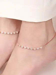 Zavya Rose Gold-Plated Artificial Stones Anklet