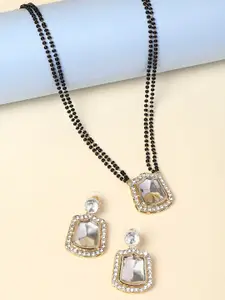 OOMPH Artificial Stones and Beads Mangalsutra with Earrings