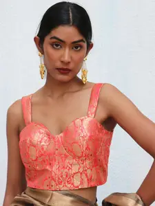 Chidiyaa Woven Design Brocade Saree Blouse