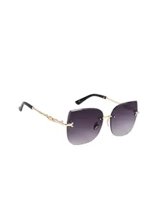 AISLIN Women Cateye Sunglasses with UV Protected Lens ES_14921-89-AS-6092-BLK-GLD-CESQ