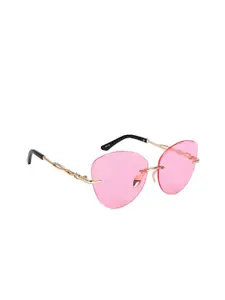 AISLIN Women Cateye Sunglasses with UV Protected Lens ES_14927-89-AS-19046-PNK-GLD-CE