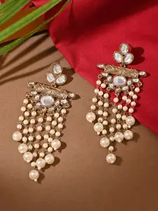 Fida Gold-Plated Kundan Studded Geometric Drop Earrings