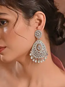 Fida Silver Plated Artificial Stones and Beads & Pearls Beaded Classic Drop Earrings