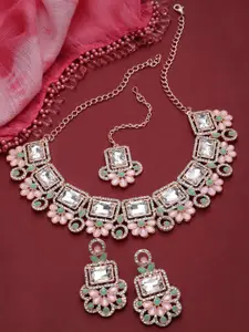 Sukkhi Rose Gold-Plated American Diamond Necklace and Earrings