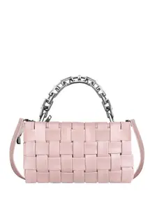 LOREM Structured Satchel Pink Designer Faux Leather Handbag For Women And Girls