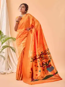 DEVATITHI Ethnic Motifs Zari Silk Blend Paithani Saree