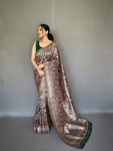 DEVATITHI Kalamkari Zari Silk Blend Saree