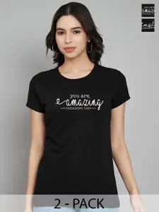 Trend Level Pack Of 2 Printed Round Neck T-shirt