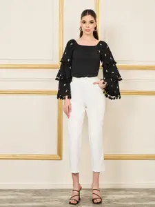 Styli Embroidered Layer Tassel Detail Top