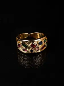 SWASHAA 18K Gold-Plated CZ-Stones-Studded Finger Ring