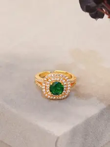SWASHAA Women18K Gold-Plated CZ Stone-Studded Ring