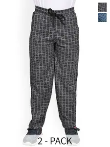 BAESD Boys Pack Of 2 Checked Mid Rise Dry Fit Track Pants