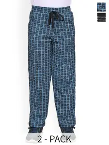 BAESD Boys Pack Of 2 Checked Mid-Rise Track Pants