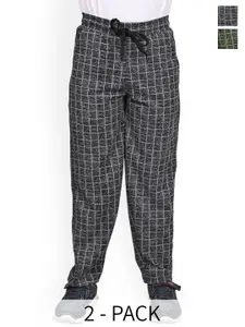 BAESD Boys Pack Of 2 Checked Mid Rise Dry Fit Track Pants