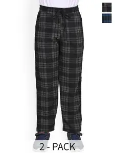 BAESD Boys Pack Of 2 Checked Mid Rise Track Pants