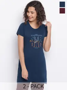 Duchess Pack Of 2 Printed Longline Lounge Tshirts