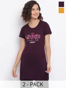 Duchess Pack Of 2 Printed Longline Lounge Tshirts